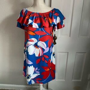 London Times Blue and Red Dress